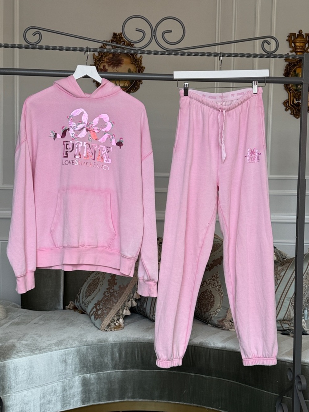 AS NEW LOVESHACKFANCY X PINK HOODIE SIZE L
